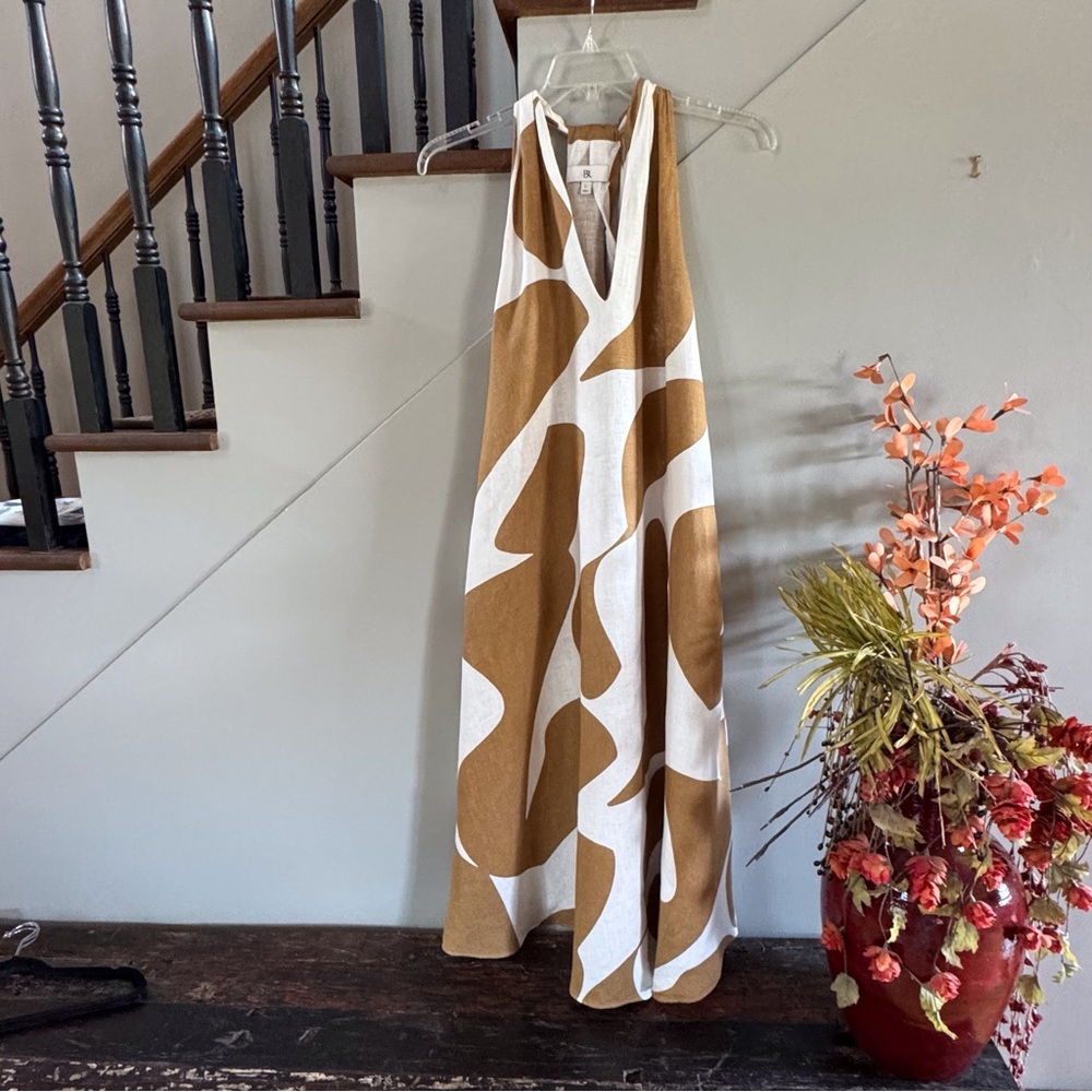 Banana Republic 100% Linen Halter Maxi Dress